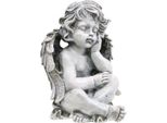 Angelo Della Tomba In Grigio - Figurina Dell'angelo Del Cimitero 24 Cm - Decorazione Della Tomba Resistente Alle Intemperie, Donatore Di Consolazione In Poliresina