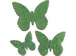 Decorazione A Pioggia In Legno Farfalla Verde Glitter 24 Pezzi 5/4/3Cm Primavera