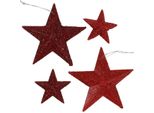 Decorazioni Natalizie Stella Glitterata Rossa Da Appendere - Set Da 18 Pezzi In 2 Misure, Decorazioni Per L'albero Di Natale E Per Le Finestre, 18 Pezzi