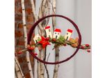 Anello Decorativo Rosso Scuro Juta Decorazione Porta Finestra Ghirlanda Ø30Cm Set 2 Pezzi