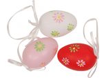 Uova Di Pasqua Decorative Con Fiori 6 Cm 12 Pezzi. Appendibili In Plastica, 12 Pezzi.