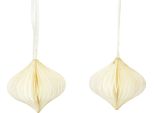 Palline A Nido D'ape Oro Bianco Ø8Cm 4Pz Decorazione Natalizia Appesa