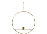 Portacandela Appeso In Metallo Oro Anello Decorativo Ø25Cm Set Di 3, Decorazione Avvento Matrimonio