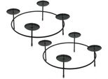 Portacandele Corona D'avvento In Metallo Nero Decorazione Da Tavolo 4 Candele Ø23,5 Cm Set Di 2