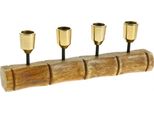 Esclusivo Portacandele In Metallo E Legno Di Mango In Look Bambù L29,5 Cm Ø2,2 Cm