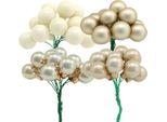 Mini Baubles Natalizi Panna E Bacche Beige A Specchio Ø20Mm Decorazione Festiva Baubles 140Pcs