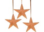 Stella Decorativa Per Appendere La Decorazione Dell'avvento Ciondolo Natalizio Metallo Rame 12×13 Cm Set 3 Pezzi