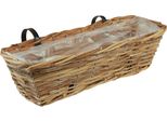 Cassetta Da Balcone Appesa In Rattan Naturale L51Cm Fioriera Vintage