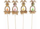 Coniglietto Pasquale In Legno 8,5Cm 12Pz, Coniglietto Decorazione Pianta Spina Pasqua