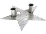 Decorazione Per Candele Stella In Metallo Portacandele Avvento Natale 2 Candele A Bastoncino Aspetto Antico 23Cm Argento