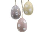Uova Di Pasqua Decorazione Fiori Di Legno Appeso Uovo 7Cm Assortiti Set Di 3 Stile Vintage Primavera
