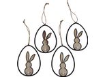Coniglietti Pasquali Decorativi In Legno Da Appendere - Decorazioni Pasquali 13 Cm Set Da 4 - Decorazioni Naturali In Stile Primaverile, 4 Pezzi