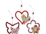 Primavera Ciondolo Decorazione In Legno Farfalla Cuore Fiore 6Pcs, Decorazione Modello Fiore