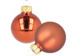 Mini Baubles Natalizi In Vetro Rosso Ruggine Opaco Lucido Ø2Cm 44Pz Albero Di Natale