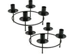 Anello Moderno Per Candele A Colonna Nero, Portacandele In Metallo, Decorazione Per Corona Dell'avvento, Ø23Cm H11Cm, Set Di 2