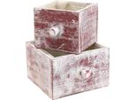 Fioriera Shabby Chic Decorativa A Cassetto Rosso Bianco Set Di 2 Fioriere