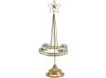 Portacandele Corona Dell'avvento In Oro Per Candele A Colonna E Tea Light, Metallo, Vintage, Ø23Cm H49,5Cm