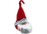 Fermaporta Babbo Natale Figura Decorativa Dell'avvento H35Cm Decorazione Natalizia Porta In Feltro Ecopelliccia Rosso Bianco