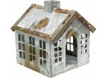Casa Della Luce Del Tè In Metallo Vintage Shabby Chic Bianco Lavato Ruggine Dettaglio Decorazione Casa Della Luce Per La Decorazione Della Tavola E Della Finestra H14.5Cm