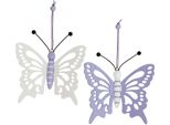 Appendino Decorativo Farfalle Legno Viola/Bianco 12×11Cm Decorazione Finestra Camera Bambini 4Pcs