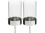 Set Di Portacandele 4 Pz. Metallo/Vetro 19 Cm Per Corona D'avvento E Decorazione Natalizia, 4 Pezzi