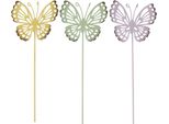 Tassello Da Giardino Farfalla Metallo Tricolore Decorazione Balcone Giardino 25Cm Set Di 6