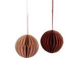 Palline A Nido D'ape Natale Bordeaux Rosa Decorazione Ø8Cm 4Pz