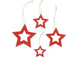 Decorazioni Natalizie Stelle Di Legno Rosse Da Appendere 6/8/10/12Cm Set Da 16
