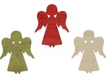 Decorazione A Spruzzo Angelo In Legno Natale Rosso Verde Natura 5X3,5Cm 48 Pz