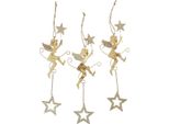 Decorazione Natalizia Ciondolo Angelo Con Stelle - Decorazione Da Appendere, Decorazione Per Albero, 28 Cm, Set Da 3