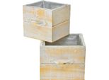 Cassetto Fioriera Vintage Arancione Bianco Set 2 Legno Maniglia Decorativa Retrò