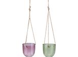 Set Di 2 Vasi Da Fiori Sospesi In Vetro Viola E Verde, Lanterna Decorativa Vintage Per Candele Led, Ø14Cm