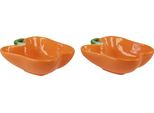 Set Di Ciotole In Ceramica 2 Pezzi In Look Paprika Arancione - Ciotole Decorative Per Snack, Dolci E Decorazioni Estive - 16X13X4.5Cm, 2 Pezzi