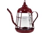 Porta Tealight Rosso Lanterna Teiera Decorazione In Vetro Ø15Cm H26Cm