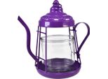 Tealight Holder Lanterna In Vetro Teiera Decorazione Viola Ø15Cm H26Cm
