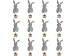 Decorazione Da Tavolo Coniglietto Di Pasqua In Feltro Grigio 19Cm Set Di 12 Decorazioni Pasquali Originali