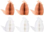 Polli Decorativi Carta A Nido D'ape Bianco Arancione 5,5×3,5×6Cm Set Di 6 Decorazioni Da Tavola Decorazione Pasquale
