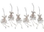 Decorazioni Pasquali Coniglietti In Legno Pendenti Naturale Bianco 5 Cm × 12 Cm Set Da 6, 6 Pezzi
