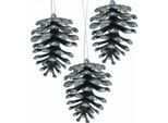 Decorazioni Albero Di Natale Coni Decorativi Glitter Antracite H7Cm Decorazioni Albero Di Natale Moderno 6Pcs