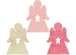 Angelo In Legno Decorazione Spolverino Rosa Bianco 4Cm Set Di 72