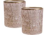 Portacandela In Vetro Con Motivo Paisley, Ø 8 Cm, H 9 Cm, Set Da 2 Pezzi