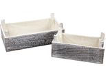 Fioriera In Legno Rettangolare Vintage White White 32X17/25X13Cm Set Di 2 Fioriere In Legno