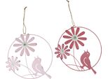 Anello Decorativo In Metallo Ø23Cm Fiori Rosa Rosa Primavera Decorazione Da Parete Shabby Chic Corda Di Juta Set Di 4