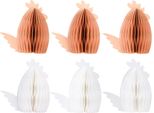 Decorazione Pasquale In Carta A Nido D'ape, Decorazione Da Tavola In Bianco E Arancione, Decorazione Primaverile Da Appendere, Set Di 6 11×6,5×12Cm
