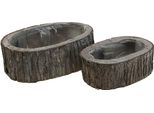 Set Di Fioriere In Legno Con Corteccia, Decorazione Rustica, 2 Misure L23/29,5 Cm
