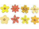 Fiori Di Legno Appesi Decorazione Estiva Giallo Arancio 4,5 Cm 24 Pezzi