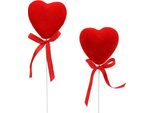 Cuori Decorativi Floccati 6Cm In Rosso Con Fiocco, 18 Pezzi Per Decorazioni Romantiche