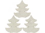 Decorazione Natalizia Albero Di Natale Glitter Bianco 4Cm 72 Pezzi - Decorazione Festiva In Legno