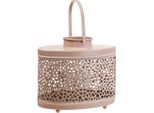 Lanterna Decorativa Romantica Ovale In Metallo Rosa Con Motivo A Goccia Per Decorazioni Da Tavola E Paralumi 27X16X23Cm