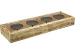 Portacandele Dell'avvento Vassoio In Legno Rustico Anticato Vassoio Decorativo Natalizio Imbiancato L48Cm